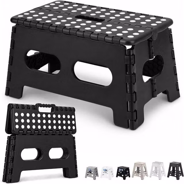 Neel Blue Anti-Skid Folding Step Stool in Black for Camping and Travel – 1