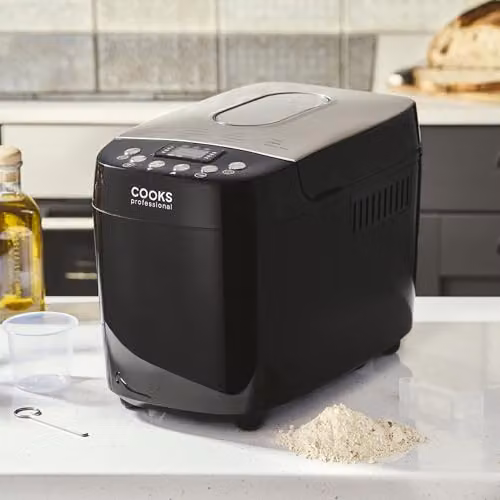 Cooks Professional Digital Bread Maker with 15 Programmes, Timer and Keep Warm Function, Black and Silver – 2