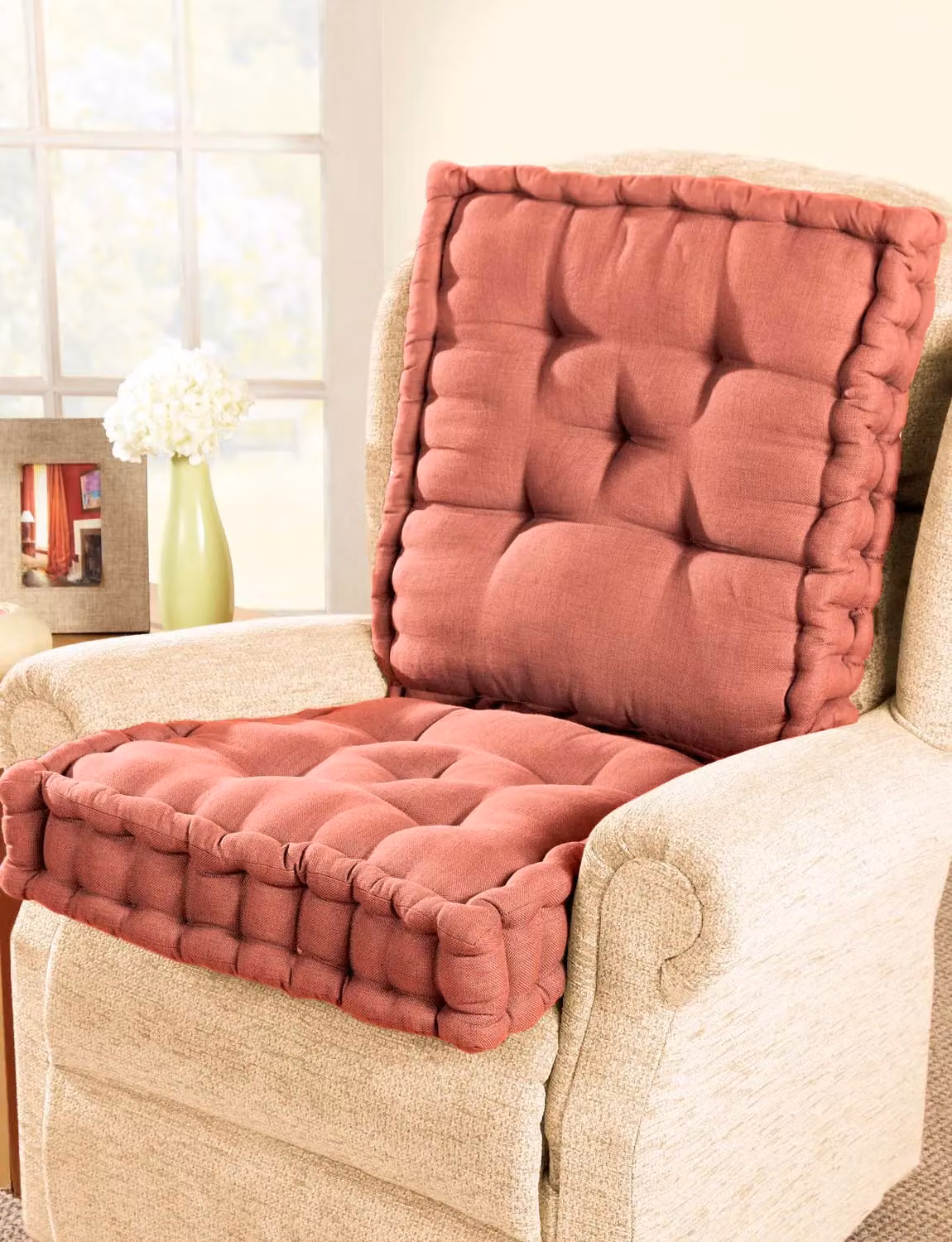 Chums Luxury Back and Seat Booster Cushion for Adults in Orange Terracotta – 2