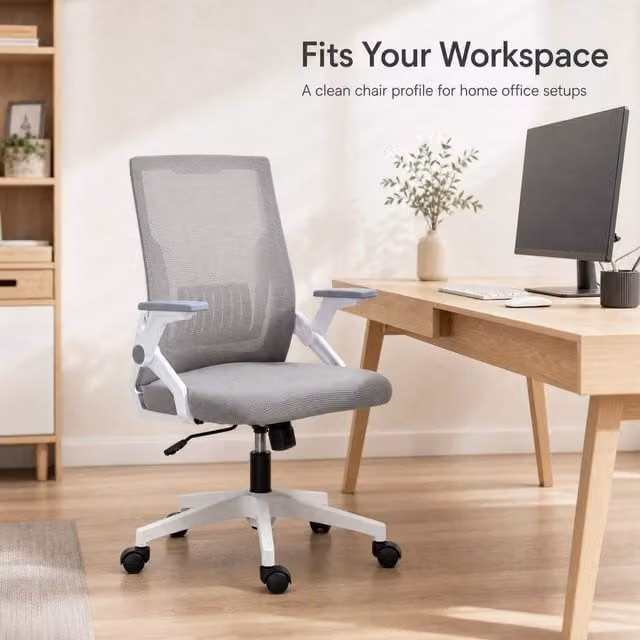 STILVORA Grey Fabric Task Chair with Weight Adjustment and 360 Degree Swivel – 1