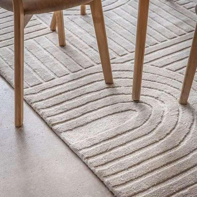Perch & Parrow Terrys Geometric Modern Rectangular Rug in Beige Polyester – 2