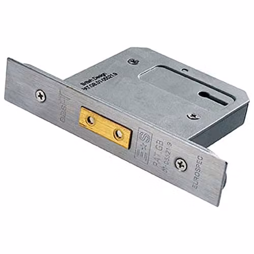 Loops 76mm Euro Profile 3 Lever Mortise Deadlock in Satin Stainless Steel Silver