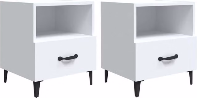 Berkfield Home Set of 2 White Matt MDF Bedside Cabinets – 1
