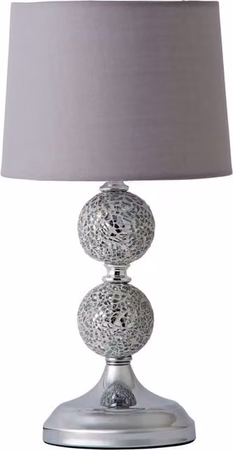 ValueLights Harmony Mosaic Crackle Table Lamps, Set of 2, Grey and Chrome