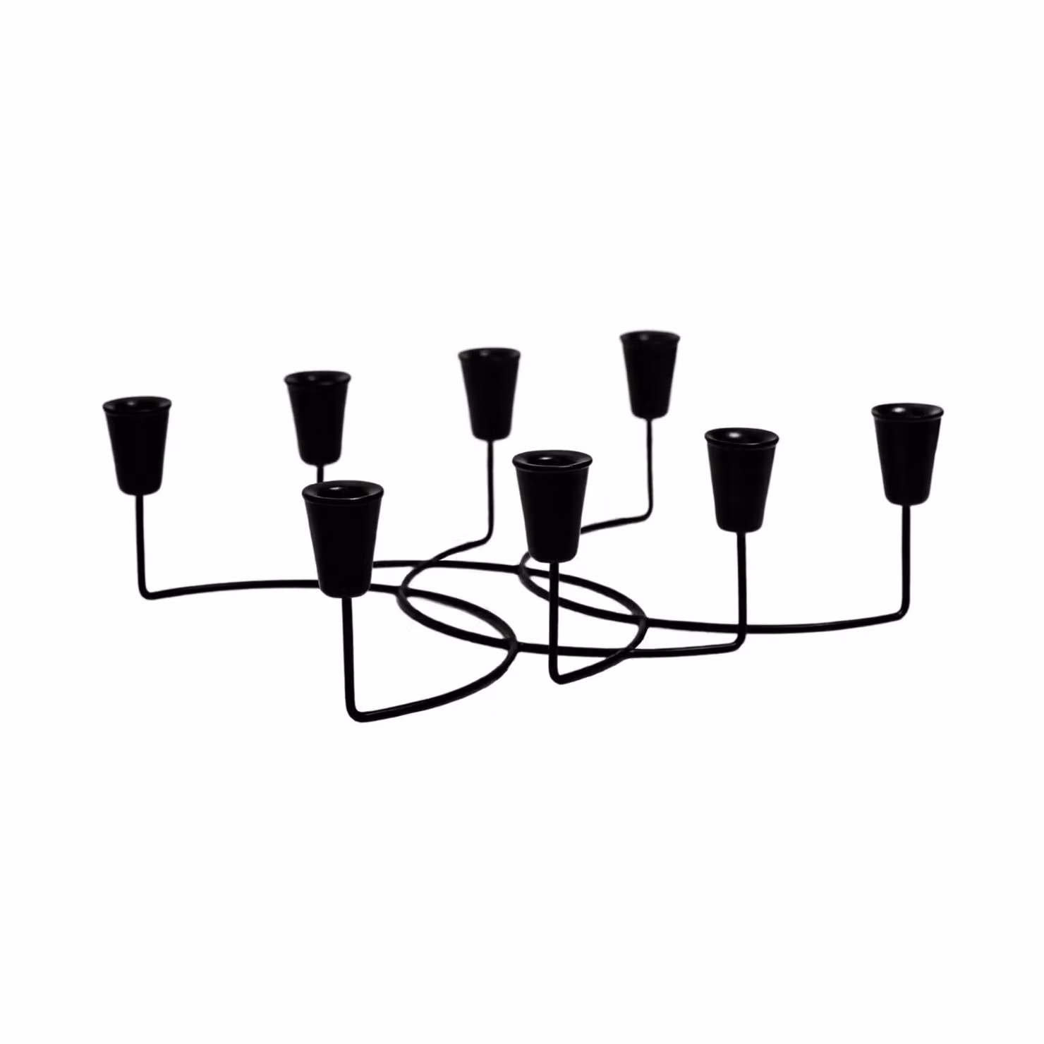 Ivyline Black Circular 8 Piece Taper Candle Holder, Modern Round Tabletop Decor, W34 x H12 cm – 2