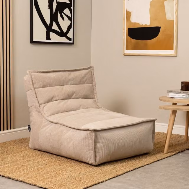 icon Fine Cord Dolce Lounger in Natural Beige and Yellow