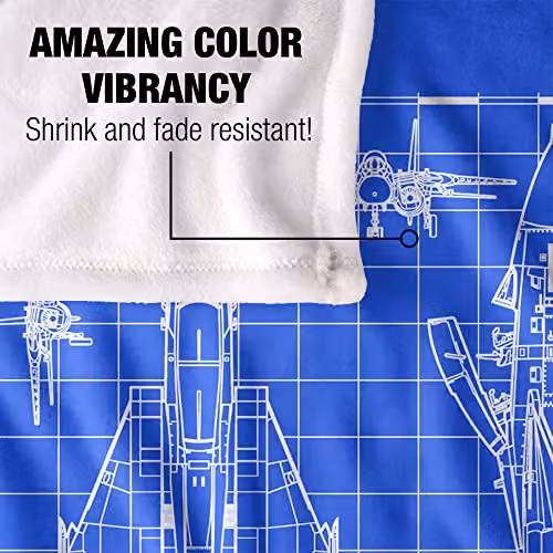LOGOVISION Top Gun Plane Blueprint Super Soft Fleece Throw Blanket, W: 152 cm, D: 127 cm – 3