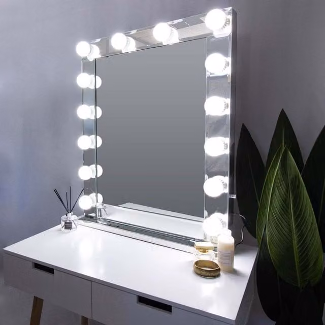 Jack Stonehouse Rita Hollywood Tabletop Vanity Mirror with LED Lights in White