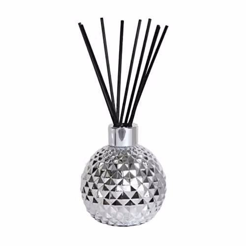 Aroma Accessories Luxury Silver Glass Reed Diffuser with 50 Black Reeds – 1