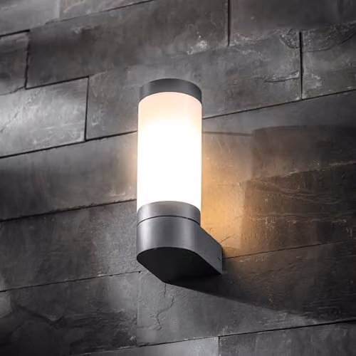 CGC Lighting Rome Anthracite Grey E27 Outdoor Wall Light with Opal Diffuser IP44 H 22 cm x W 12 cm x D 12 cm – 3