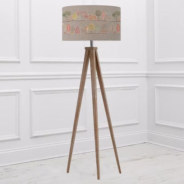 Voyage Maison Aratus Floor Lamp with Ariundle Eva Fabric Lampshade in Beige and Multicolour – 1