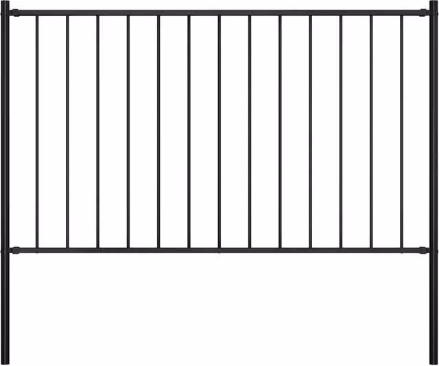 Berkfield Home Black Powder-coated Steel In-ground Round Fence Panel with Posts, H: 170 cm, W: 75 cm – 1
