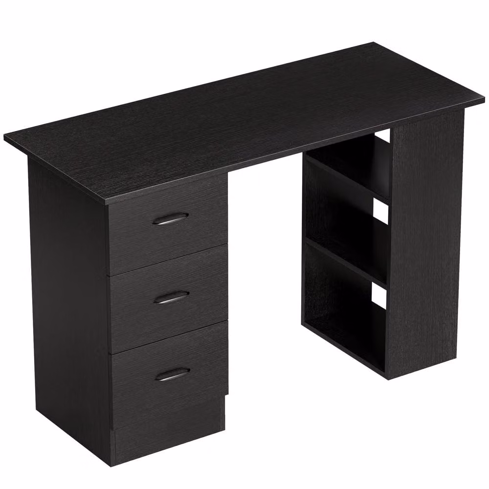 Wyld Haus Malilu Black Computer Desk with 3 Drawers and 3 Shelves, Width: 120 cm – 2