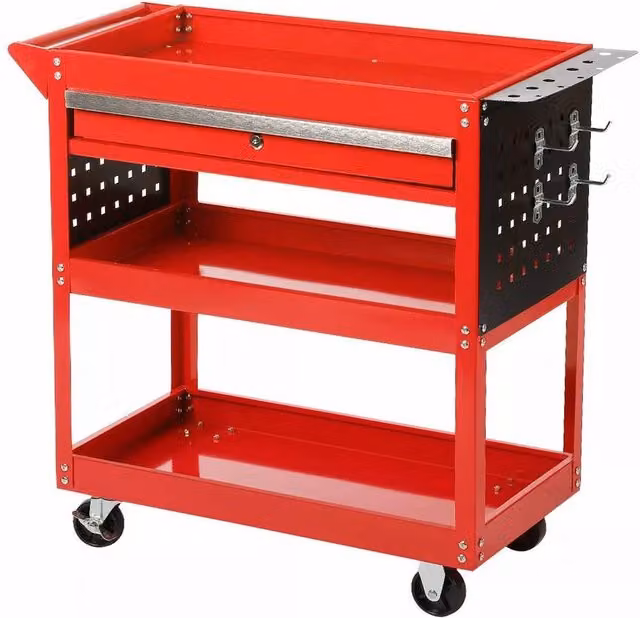 Dprodo 3 Tier Tool Cart with Drawers in Red, 150kg Capacity, Width: 60 cm – 1