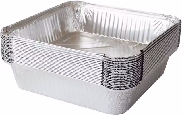 ECONX Silver Uncoated Rectangular Aluminium Foil Food Trays with Lids, Pack of 50