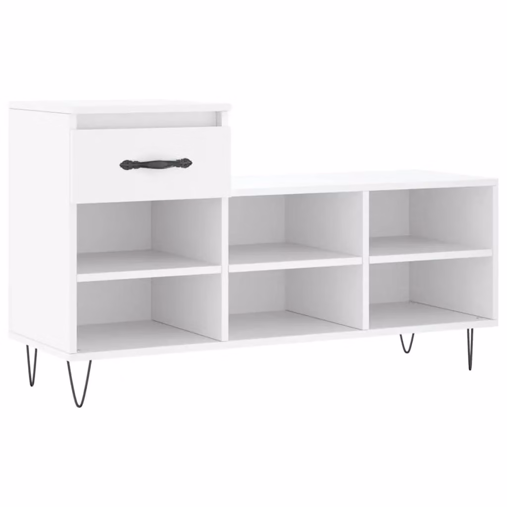 Berkfield Home Modern White Shoe Cabinet with Doors and Drawers, W/D/H: 102 x 36 x 60 cm – 2