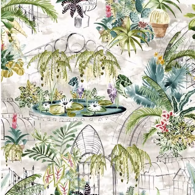 Terrys Eden Fabric Fern in Green and Multicolour