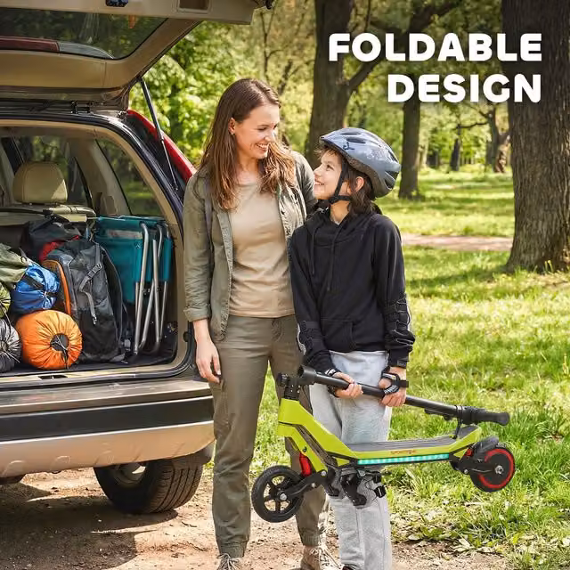 SPORTNOW Foldable Electric Scooter for Kids with Rechargeable Battery, Green