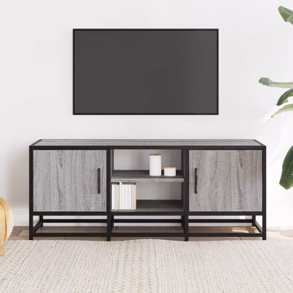 Berkfield Home Grey Sonoma TV Cabinet in Engineered Wood and Metal, W/D/H: 100 x 35 x 41 cm – 3