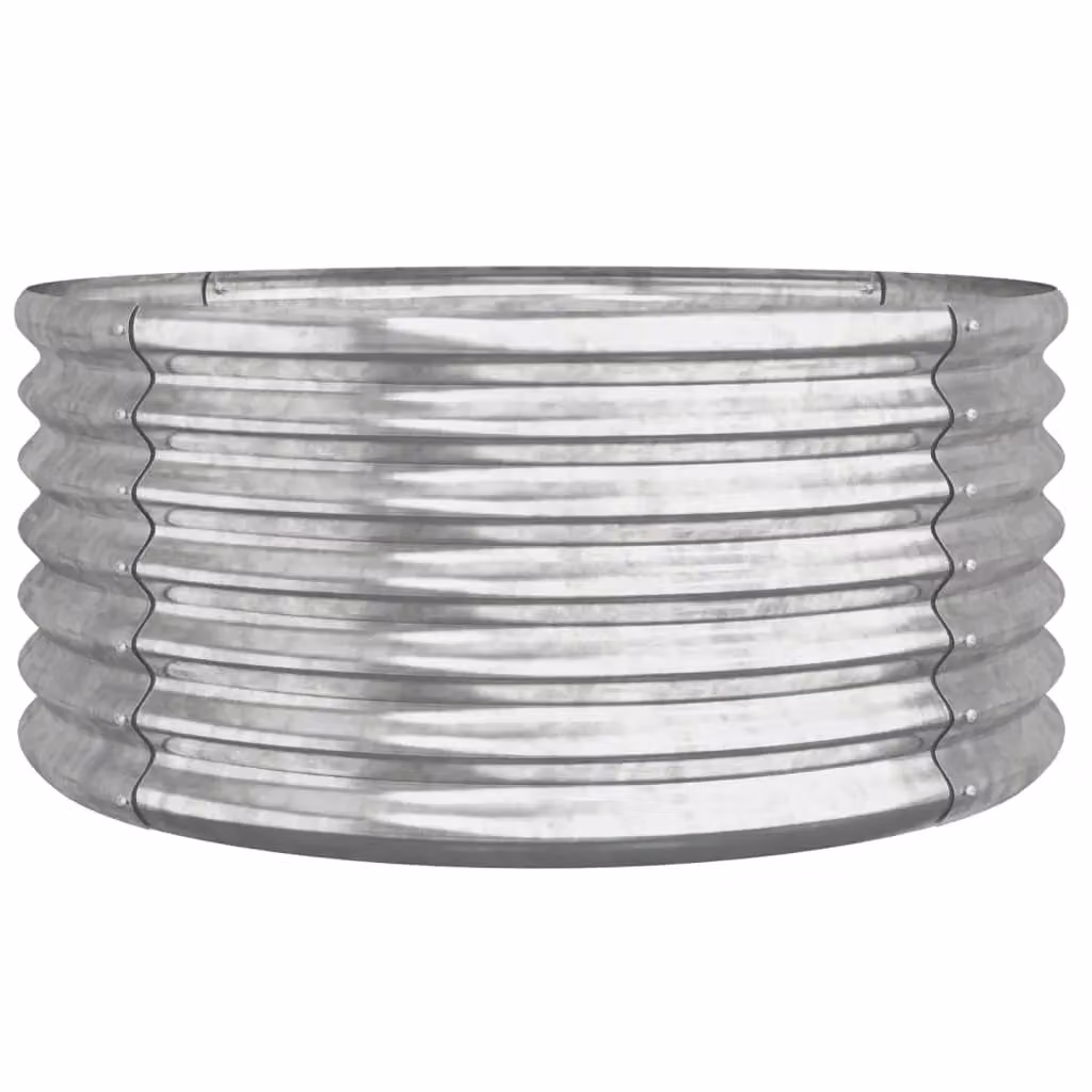 Berkfield Home Powder-coated Steel Garden Planter Tub, Silver, W: 80 cm, D: 80 cm, H: 36 cm – 2