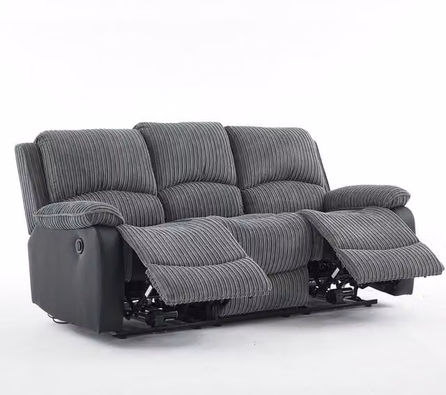 Furniture One Grey Corduroy Sectional Recliner Sofa Set