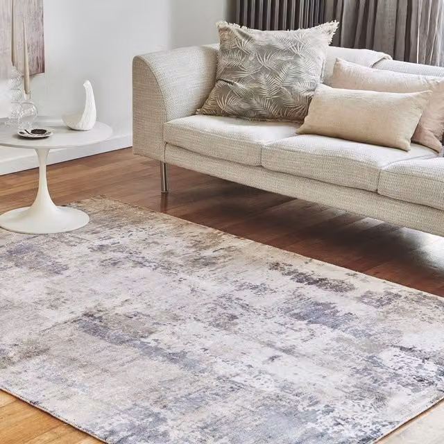The Rug Shop UK Grey Abstract Handmade Viscose Area Rug W: 200 cm, D: 290 cm – 1