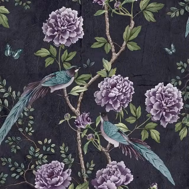 I Love Wallpaper Vintage Chinoiserie Abstract Wallpaper in Midnight Blue