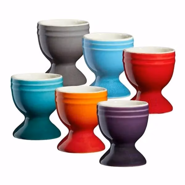 Cooks Professional Set of 6 Multicoloured Ceramic Stoneware Egg Cups – 2