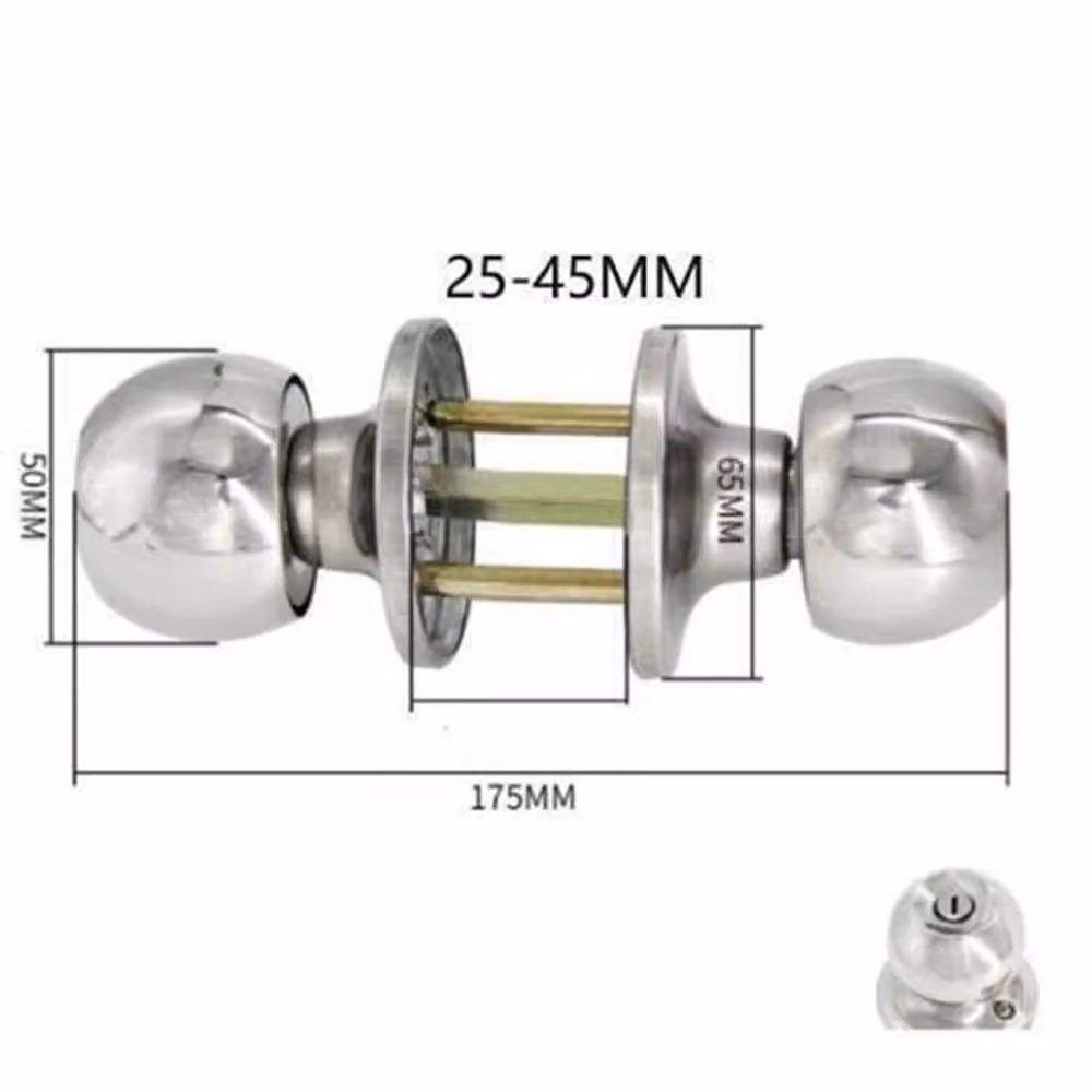 Nordara 3-Handle Entry Door Lock Set in Silver with Key, 25-45mm