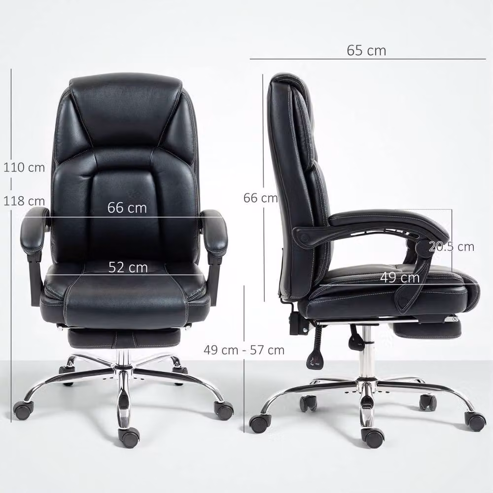 EONLION Black Executive Office Chair in Synthetic Leather with Headrest and Armrests – 2