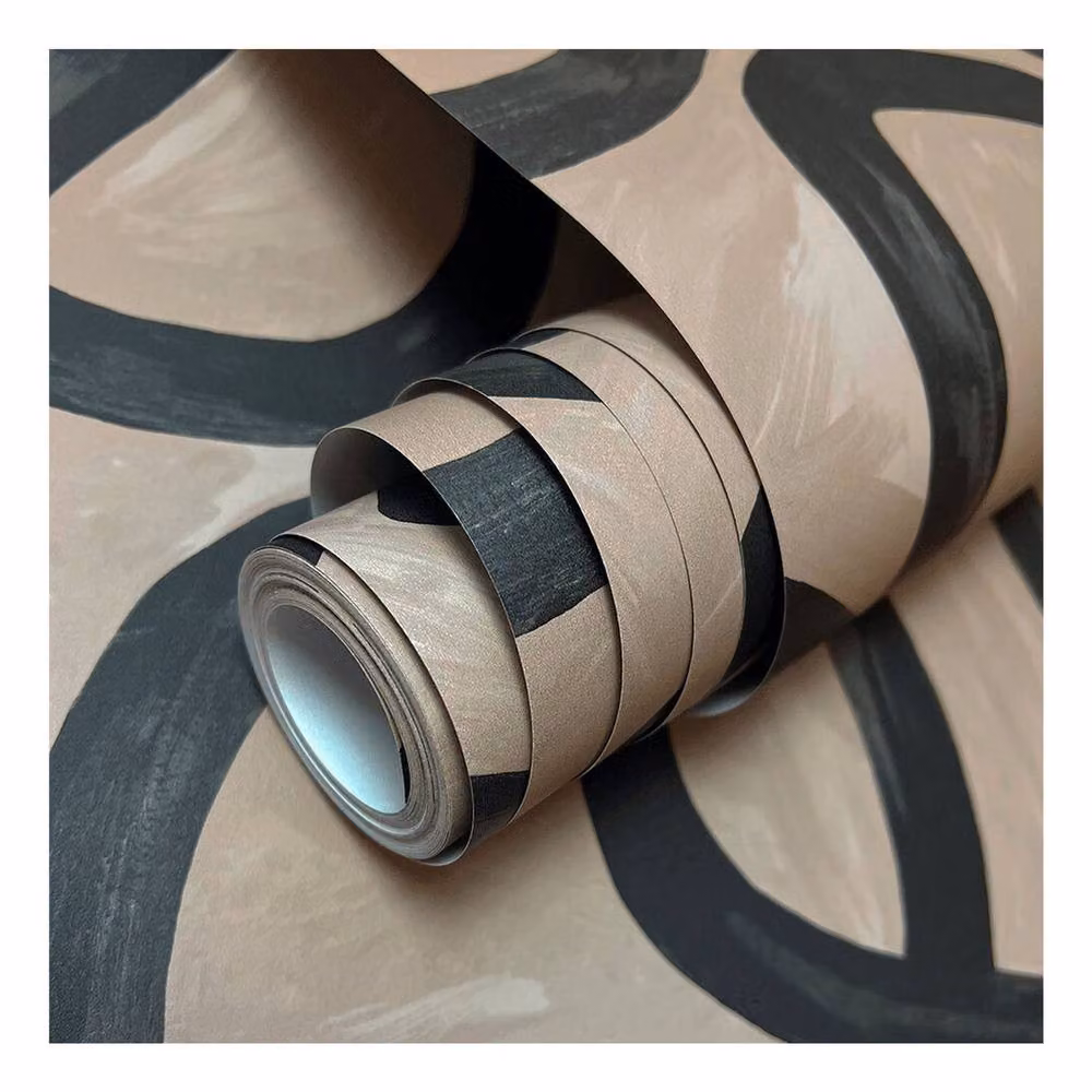 Holden Décor Linear Swirl Abstract Wallpaper in Taupe and Beige – 3
