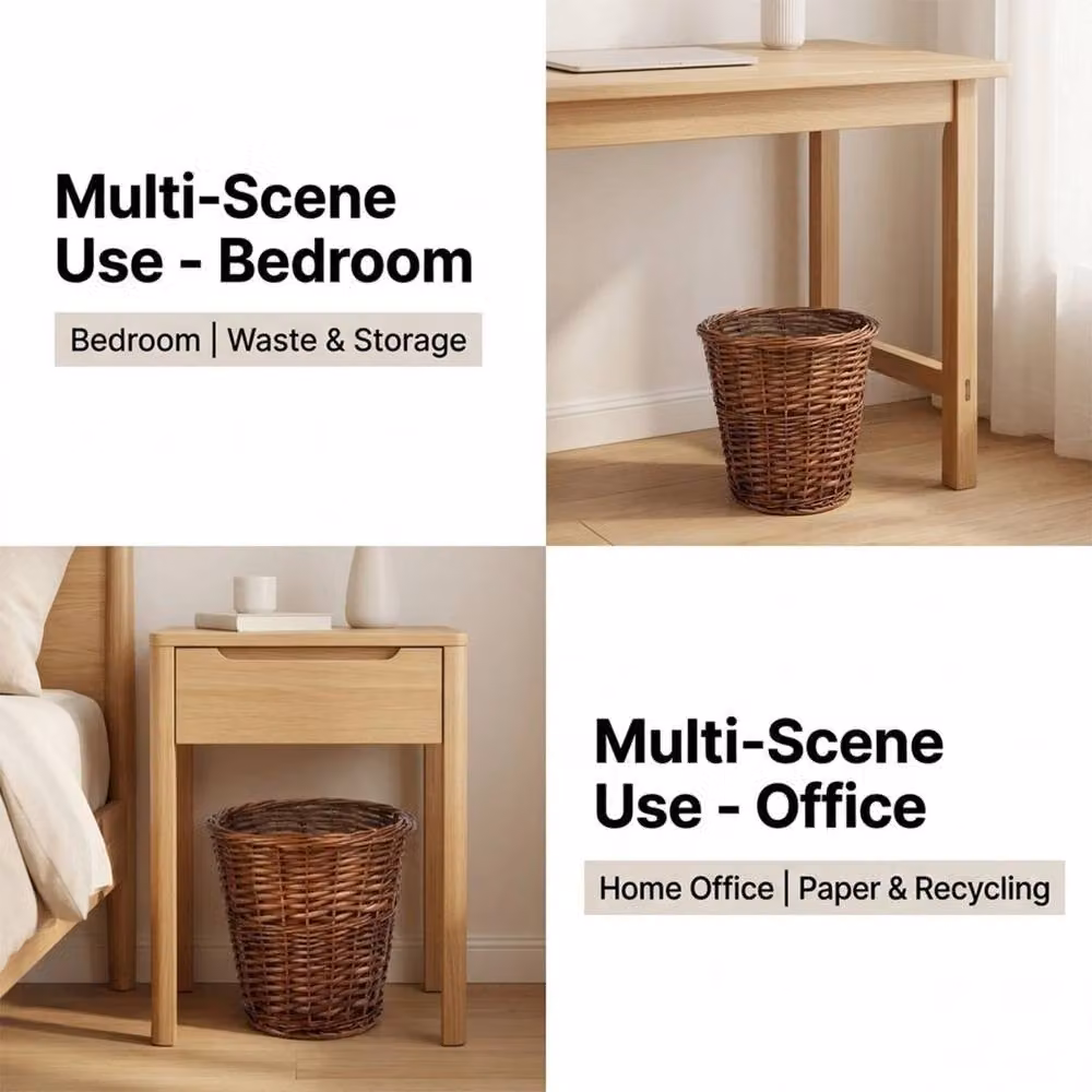 SPETLEK Small Woven Wicker Waste Paper Basket in Brown – 2