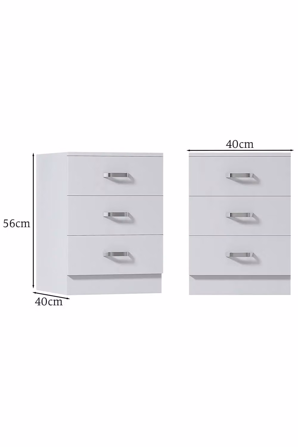FWStyle Tunis 3 Drawer Chest of Drawers Bedside in Matt White – 4