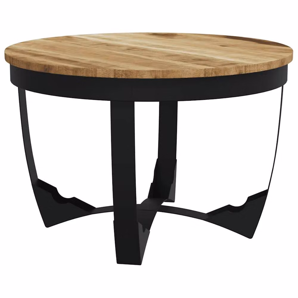 Berkfield Home Beautiful Round Coffee Table in Brown Solid Rough Mango Wood W: 60 cm, D: 40 cm – 2