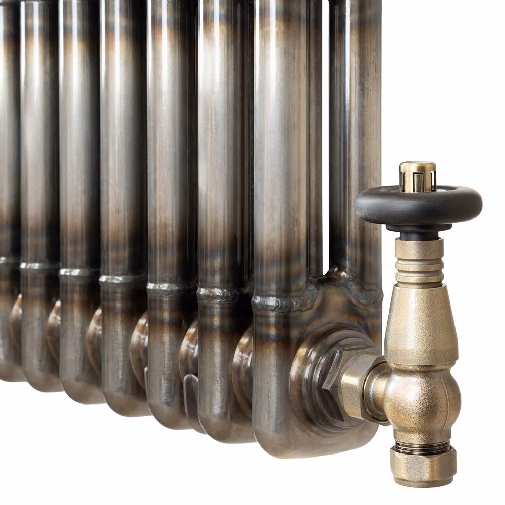 Monstershop Traditional 3 Column Steel Radiator with Valves and Wall Brackets, Silver – 8