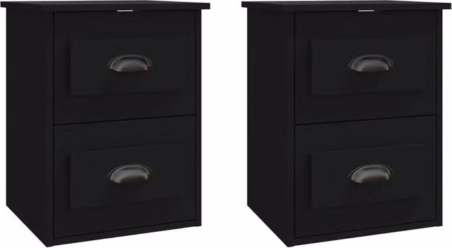 Berkfield Home Wall-mounted Bedside Cabinets, 2 Pack, Black, W/D/H: 41.5 x 36 x 53 cm – 1