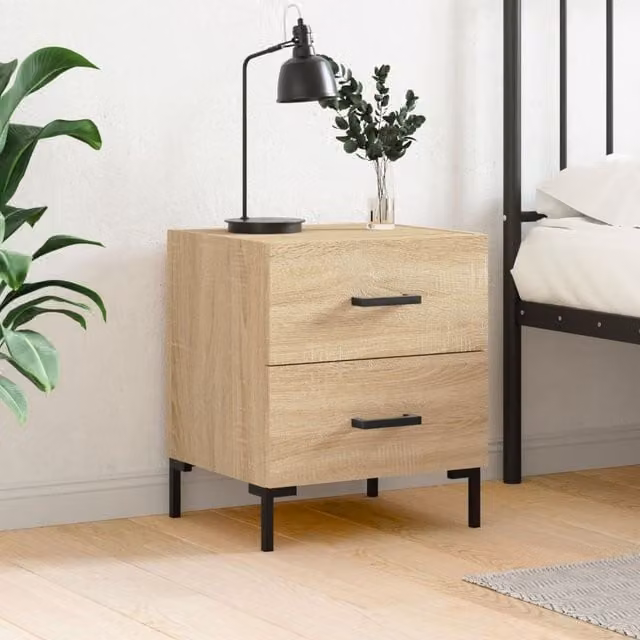 Berkfield Home Sonoma Oak Bedside Cabinet in Brown, W: 40 cm, D: 35 cm, H: 47.5 cm – 1