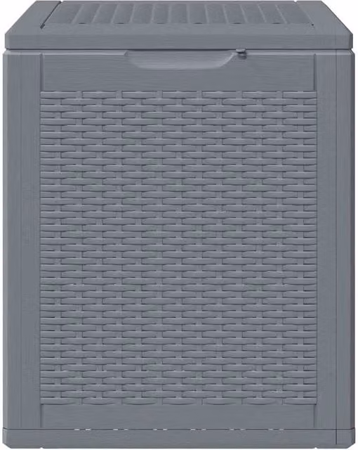 Berkfield Home Garden Storage Box in Grey Rattan Plastic, 90 L