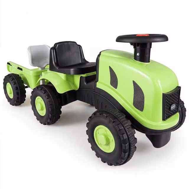 Costway 2 in 1 Ride on Tractor with Detachable Trailer and Light and Sound Effects in Green
