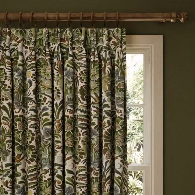 House of Hackney Moon Garden Organic Cotton Linen Floral Curtain in Green
