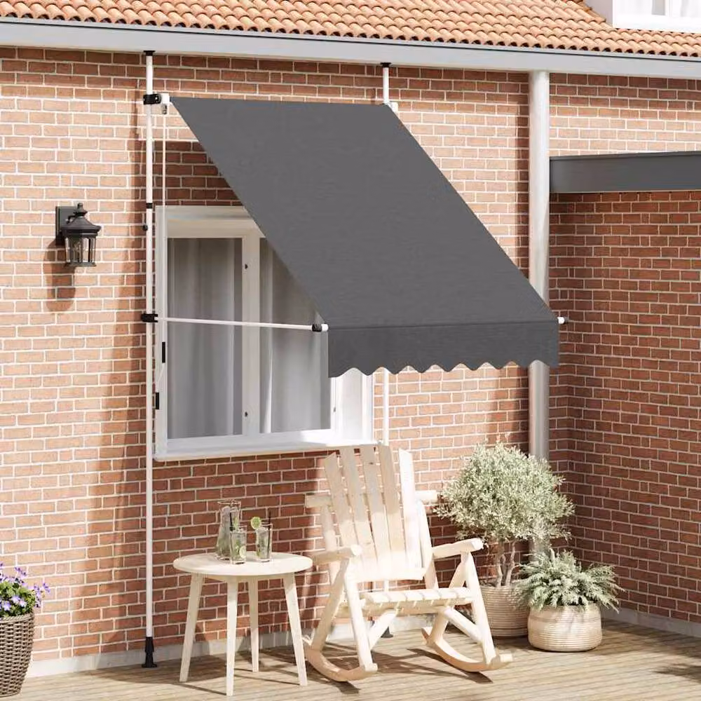 Berkfield Home Manual Retractable Folding Arm Awning in Anthracite Grey, W: 150 cm, D: 120 cm – 2