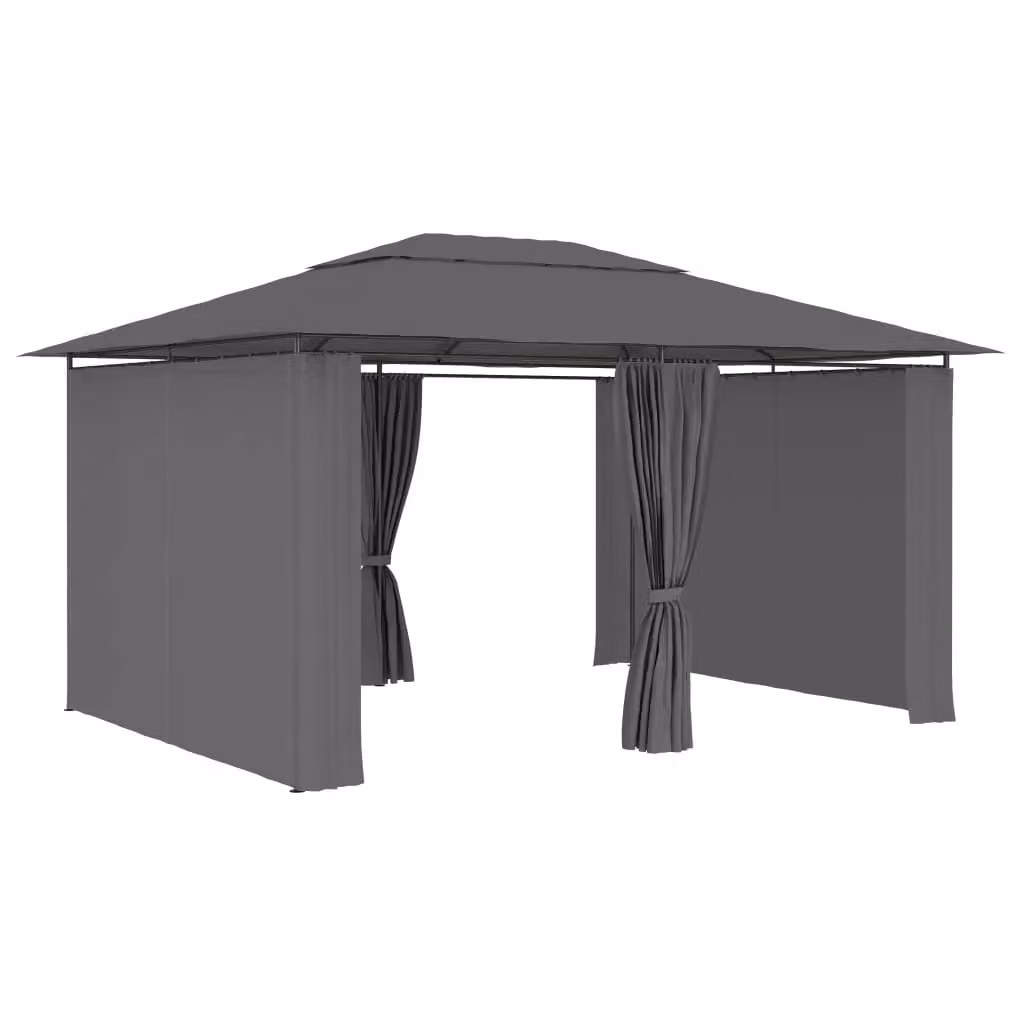 Berkfield Home Garden Marquee with Curtains, Anthracite and Black, W: 4 m, D: 3 m – 2