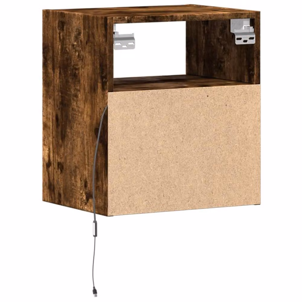 Berkfield Home Set of 2 TV Wall Cabinets with LED Lights in Smoked Oak Brown, W/D/H: 41 x 31 x 45 cm – 5