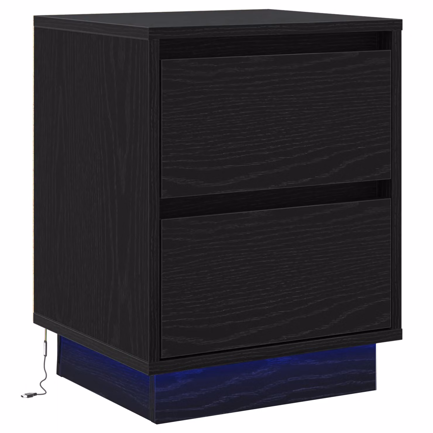 Berkfield Home Black Bedside Cabinet with Integrated LED Lights and Soft Close Drawers W/D/H: 39 x 34.5 x 50 cm – 2