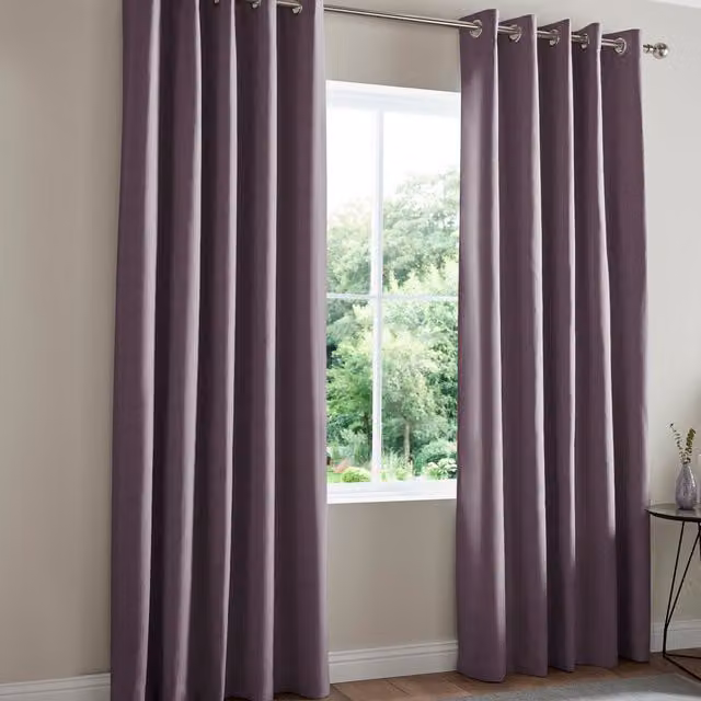 Simply Collection Blackout Satin Fabric Curtain Panel in Purple with Eyelets