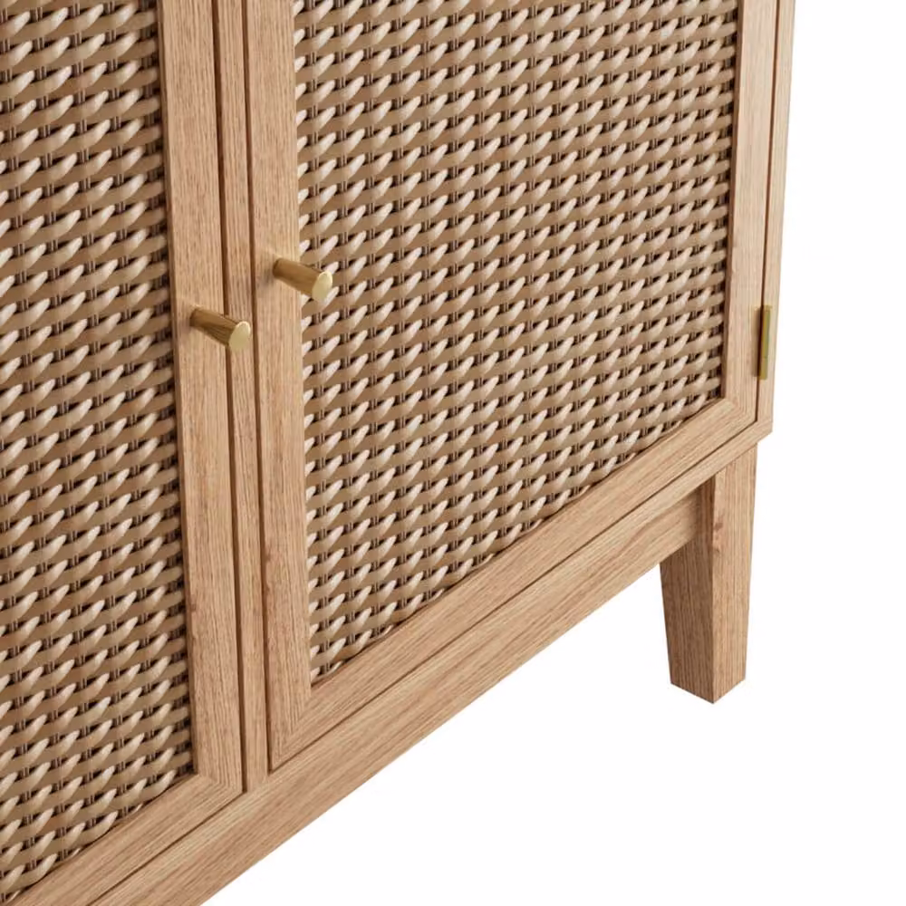 Wyld Haus Waterford Oak and Woven Rattan Small 2-Door Sideboard in Natural – 3