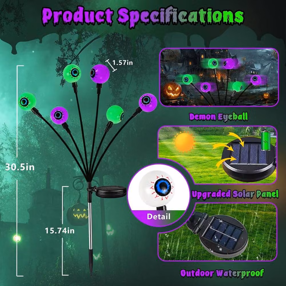 Garwarm 6 Pack Multicolour LED Solar Garden Pathway Lights with Dusk Sensor – 2