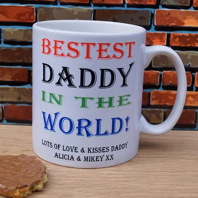 Uniqueful Personalised Bestest Daddy in the World Ceramic Mug for Men, White