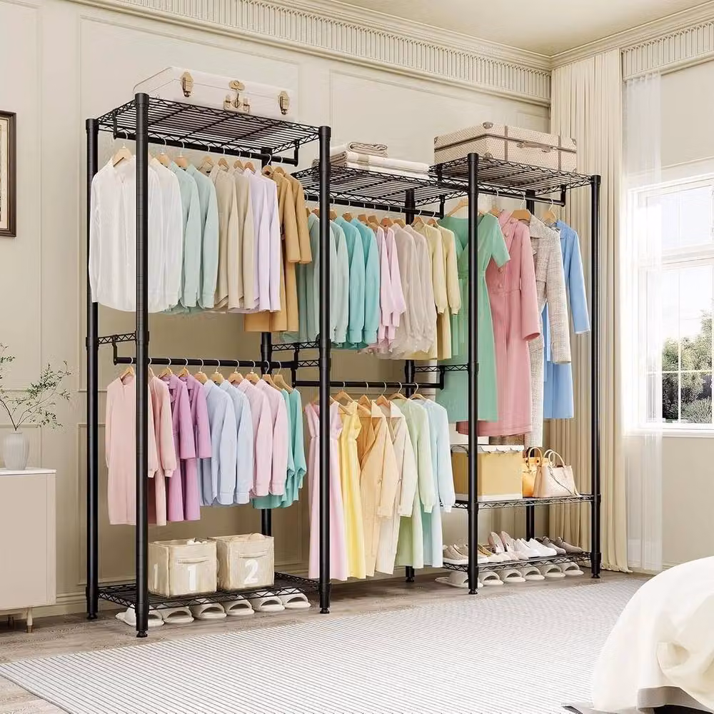 Nordara Black Metal Industrial Wardrobe with Hanging Rod and Internal Shelves, Height: 195 cm, Width: 40 cm, Depth: 40 cm – 4