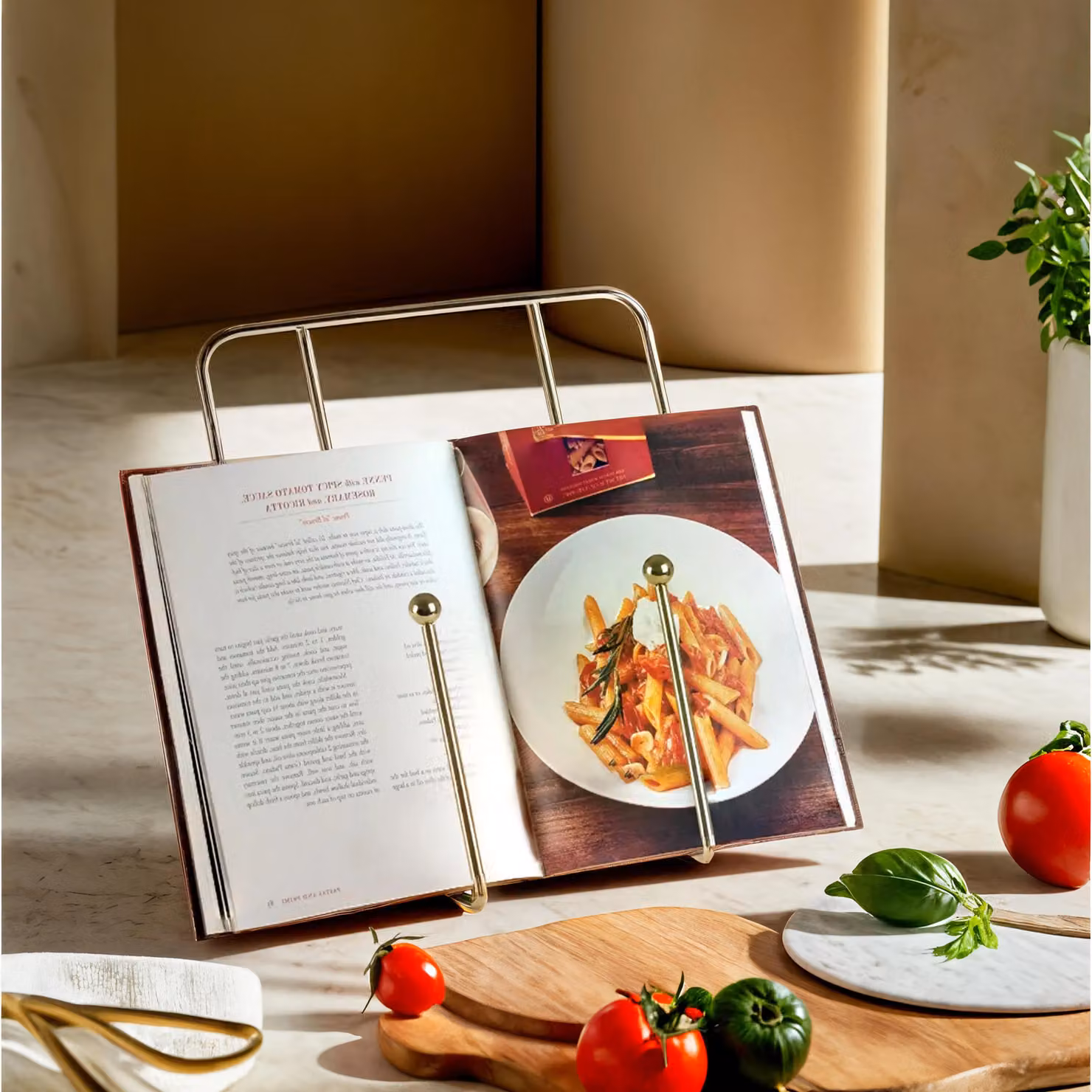 Orsina Gold Metal Freestanding Cookbook Stand – 2